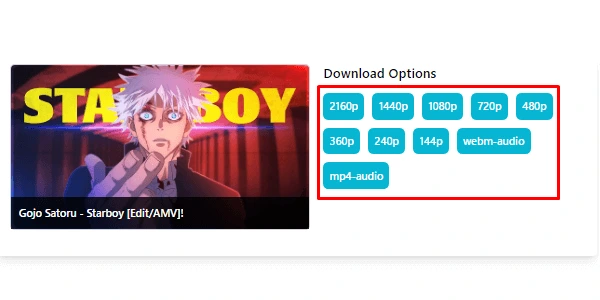 download option buttons